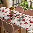 thumbnail image 3 of Valentine's Day Table Cloths for 8 Foot Rectangle Tables, Farmhouse Red Gnomes Love Balloons Patio Waterproof Elastic Fitted Tablecloths, Washable Rectangular Table Cover for Camping, 3 of 8