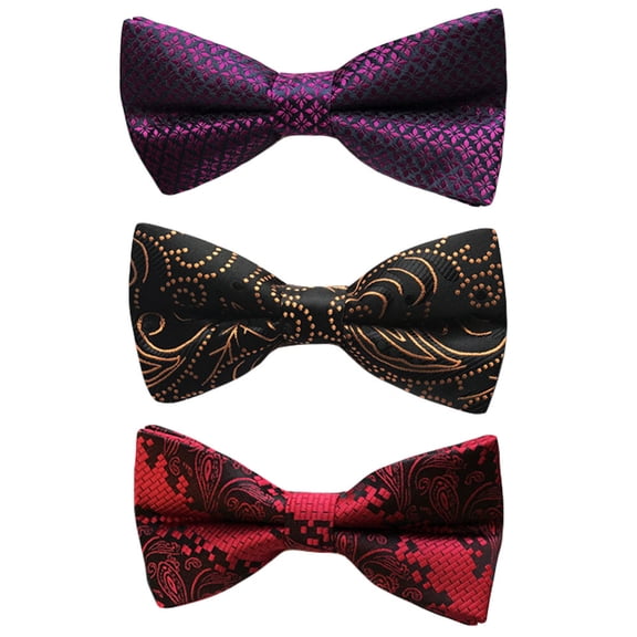 3 PCS Men Polka Dots Paisley Floral Bowtie Wedding Party Tuxedo Bow Neck Tie