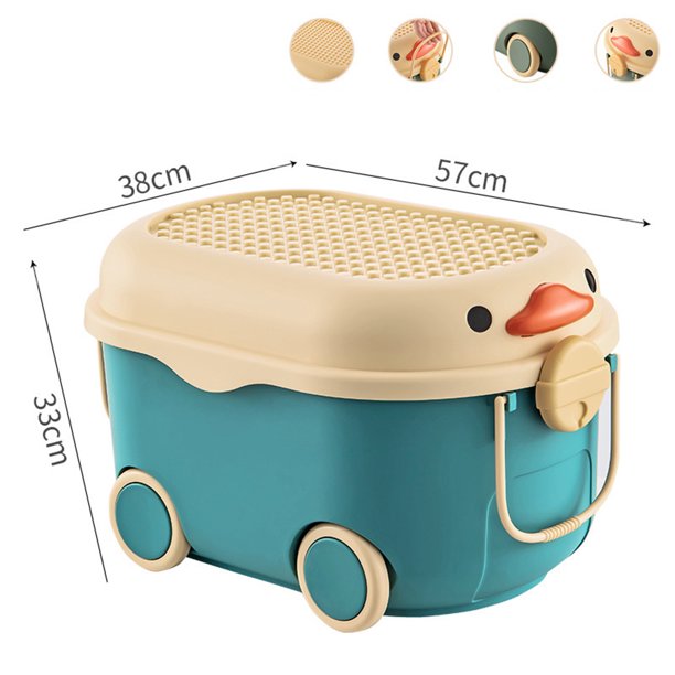Caja De Almacenamiento De Juguetes Caja De Almacenamiento De Juguetes Multiusos Cubierta De Pato Lindo Caja De Organización De Ropa De Plástico Con Rueda Para Niños ANGGREK Otros