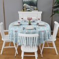 thumbnail image 2 of Blue Christmas Tree Pattern Round Tablecloth 60"x60",Wrinkle Wipeable Table Cloth for Kitchen Dining Room Picnic Patio Party, 2 of 6