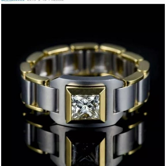 Men's Luxury Two-Color Inlaid Zircon Ring