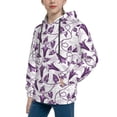 thumbnail image 2 of Lsque Violets Flowers Patten Youth Hoodie Sweatshirt Pullover with Kangaroo Pocket Boys and Girls Hoodie Warm Hoodie for Kids-Large, 2 of 6
