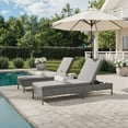 thumbnail image 2 of Martha Stewart Indoor-Outdoor Adjustable Patio Chaise Lounge Chair in Gray Rattan Wicker with Gray All-Weather Cushions, 2 of 12