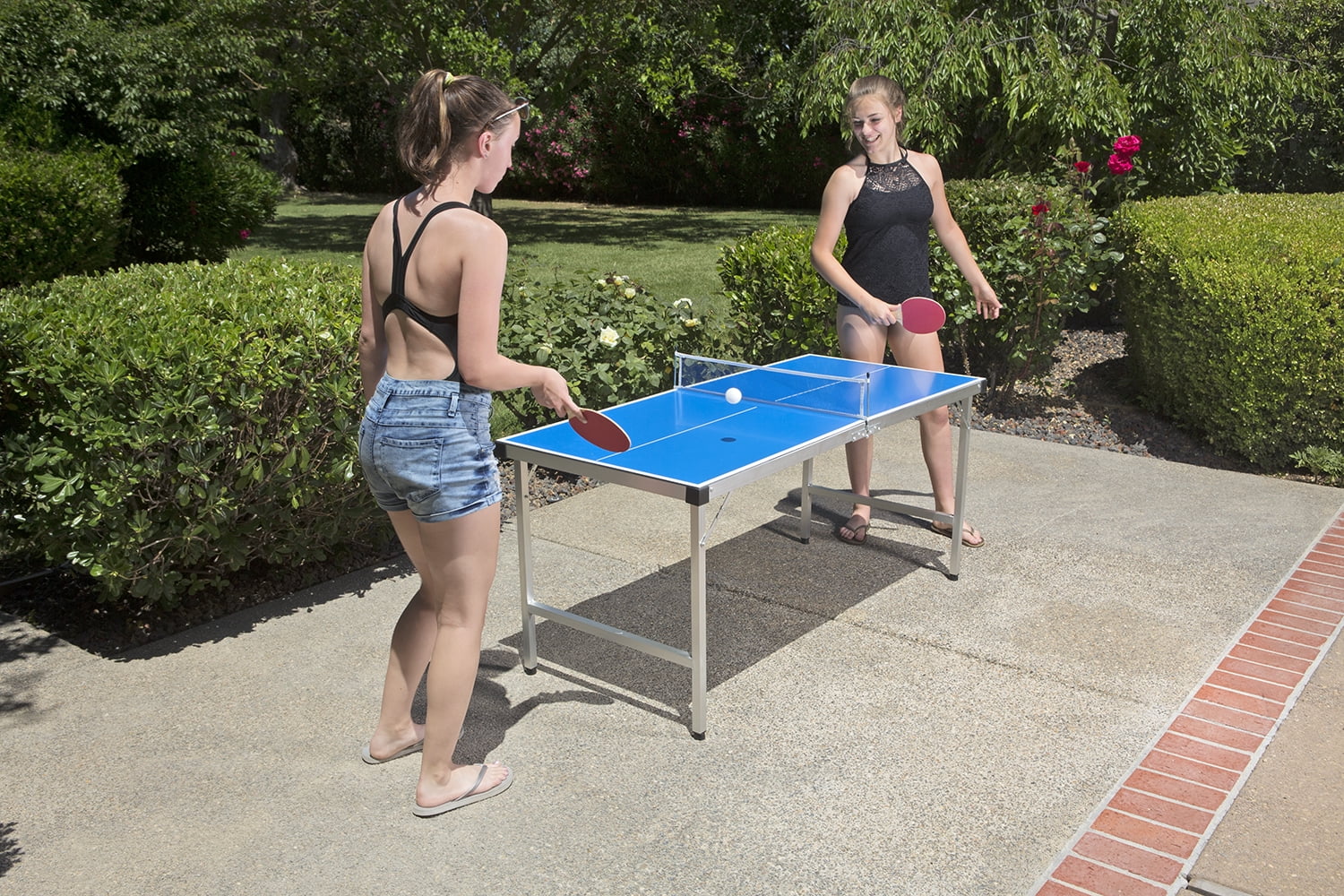 Poolmaster Indoor/Outdoor Junior Table Tennis Game (Set Includes Folding Game Table, 2 Deluxe Ping Pong Paddles and 3 Game Balls)