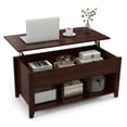 thumbnail image 1 of Gymax Table Basse Relevable avec Compartiment de Rangement Étagère Meubles de Salon Marron, 1 of 10