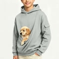 thumbnail image 2 of Dog Pouch Hoodie for Kids Oversized Kangaroo Pouch Hoodies Boys Carrier Cargo Sweatshirt Solid Long Sleeve Pullover, 2 of 10