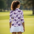 thumbnail image 5 of Aplkyhs Halloween Purple Bats Women Sport Shirts 3/4 Sleeve Sport Shirts Soft and Comfortable Quarter Zip Lightweight with Collar Shirt Fit Plain Suitable for Tennis Enthusiasts, 5 of 7