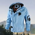 thumbnail image 2 of FINALGANG Men Jackets Autumn Winter Lightweight Windbreaker Long Sleeve Hooded Zip Up Button Coat With Pockets Man Trendy Climbing Hiking Camping Cycling Jacket,Light Blue,Xl, 2 of 3