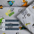 thumbnail image 6 of Toddler Nap Mat with Pillow and Blanket, 100% Cotton Fabric, for Kids Boys Girls in Daycare Kindergarten Preschool, Astro Dinosaur on Gray Grey, 6 of 6