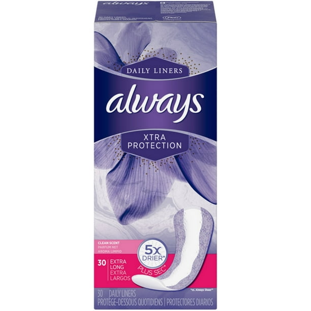 Always Xtra Protection Daily Liners, Clean Scent, Extra Long 30 ea