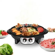HDS 2 in 1 Electric Hot Pot Electric Grill Indoor Smokeless BBQ Grill,2000W Dual Temperature Control,Black