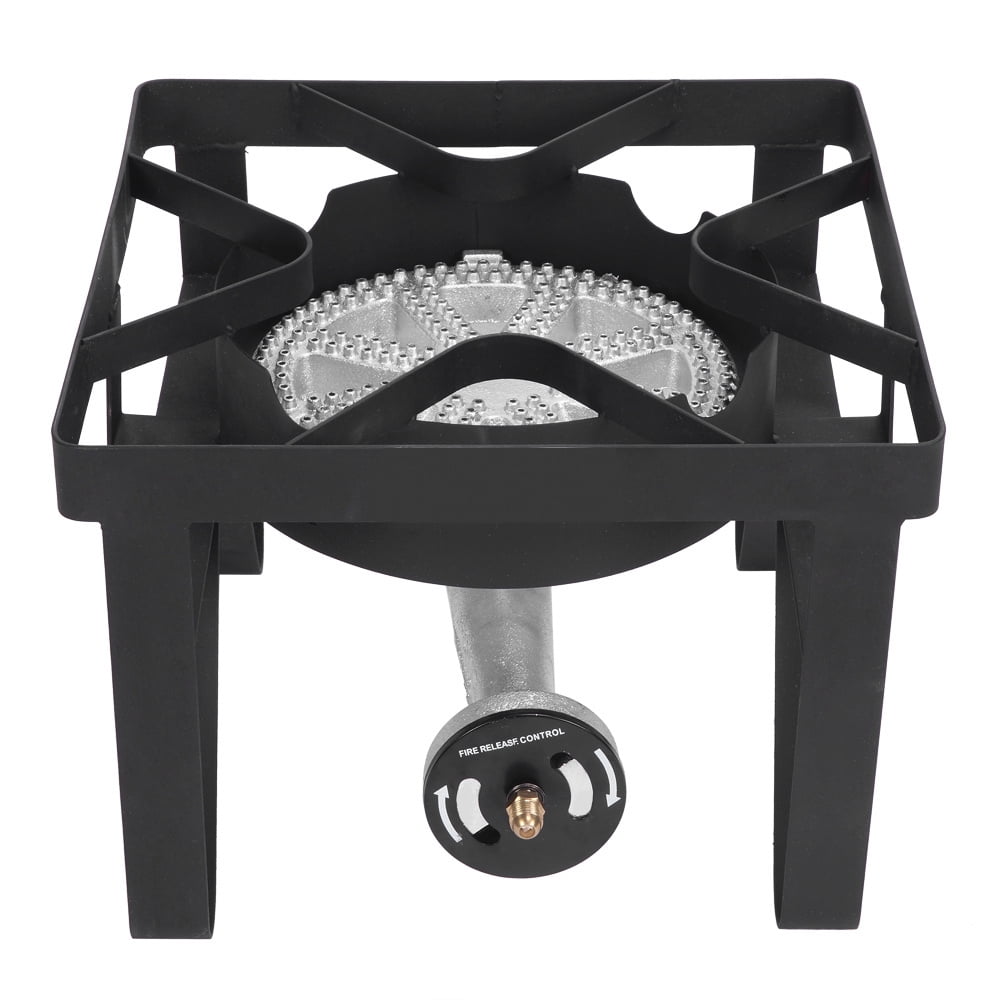 Tcbosik ZOKOP 20W BTU Single Head Outdoor Furnace with Leather Pipe and 0-20psig Regulator Valve, Square Portable Gas Stove for Home Brewing Turkey Fry, Black