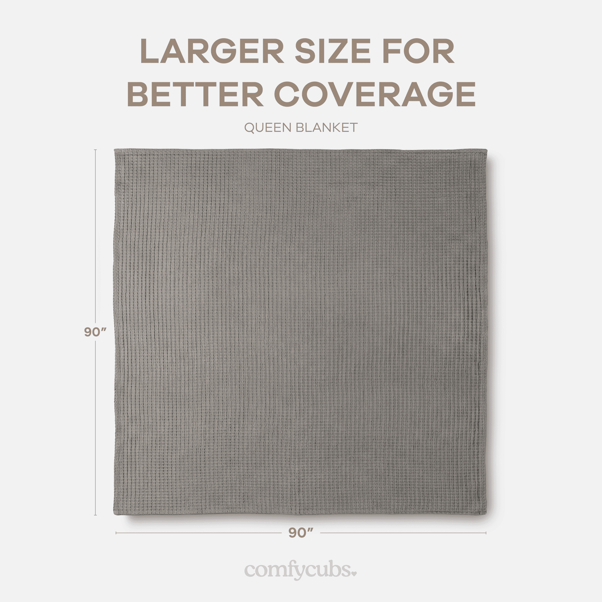 Comfy Cubs 100% Cotton Waffle Weave Blanket - Soft Lightweight Blankets (Charcoal, 90" X 90")