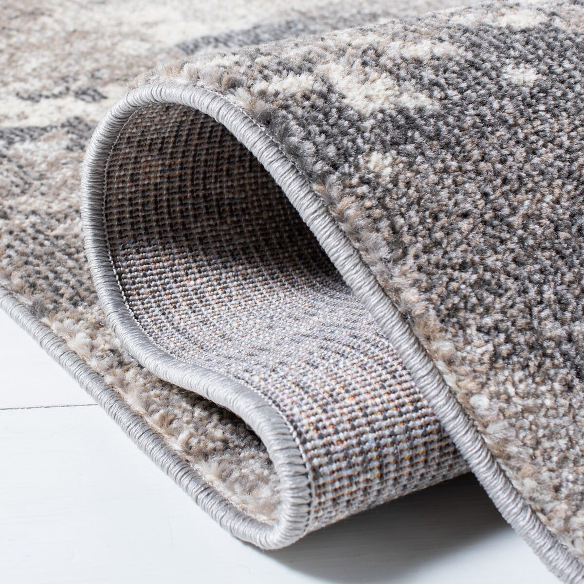 SAFAVIEH Madison Oscar Abstract Distressed Area Rug, Beige/Grey, 4' x 6'