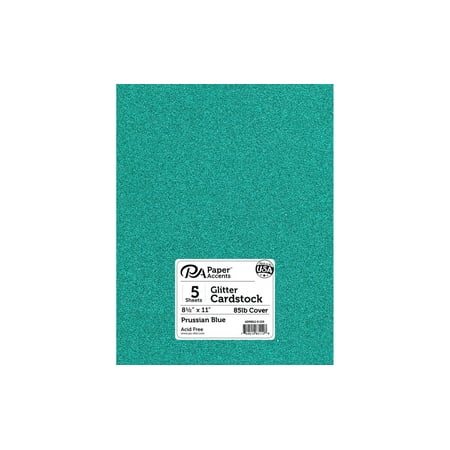 UPC: 0740512831128 | Paper Accents Glitter Cardstock 8.5 x 11  85lb Prussian Blue 5pc