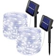 thumbnail image 1 of [2 piezas] Cadena de luz solar al aire libre 10m 100 Cadena de luz LED Alambre de cobre impermeable al aire libre 8 Modo Decoración de cadena de luz solar Compatible con Gar Kuyhfg Sin marca, 1 of 5