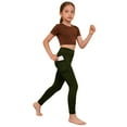 thumbnail image 4 of Busydd Girls Leggings with Pockets 4-13 Years Breathable Comfortable High Waisted Leggings for Girls Casual Stretch Solid Color Girls Pants 6 Years, 4 of 9