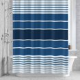 thumbnail image 3 of Minimalist Shower Curtain for Bathroom Decor, Country Dark Blue Gradient Stripes Waterproof Fabric Shower Curtain, 72"x78" Set with 12 Hooks, 3 of 9
