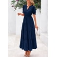 thumbnail image 4 of Vestido midi PRETTYGARDEN para mujer, casual, verano 2025, azul marino, 4 of 8