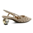 thumbnail image 4 of XYD Women Pointed Toe Slingback Pumps Buckled Thin Strap Crystal Low Heels Elegant Dressy Party Woven Shoes Size 9.5 Beige, 4 of 4