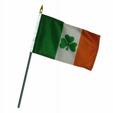 Ireland Irish Shamrock Flag 4"x6" Desk Table Stick (sewn edges)
