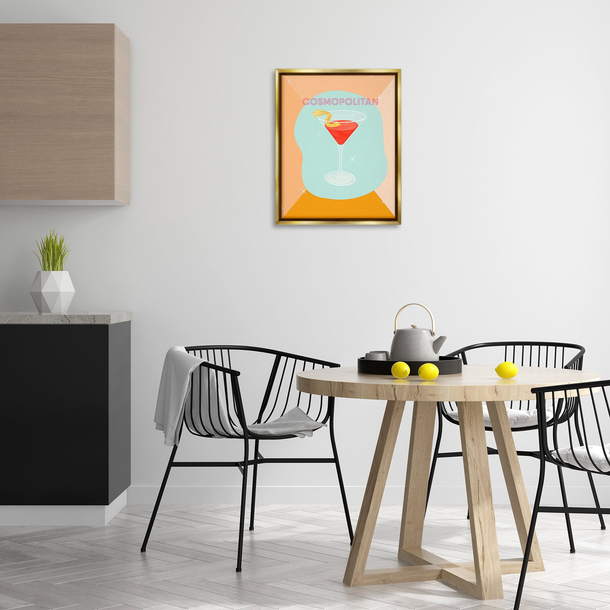 Stupell Industries Modern Cosmopolitan Drink Food & Beverage Painting Gold Floater Framed Canvas Art Print Wall Art, 17 x 21