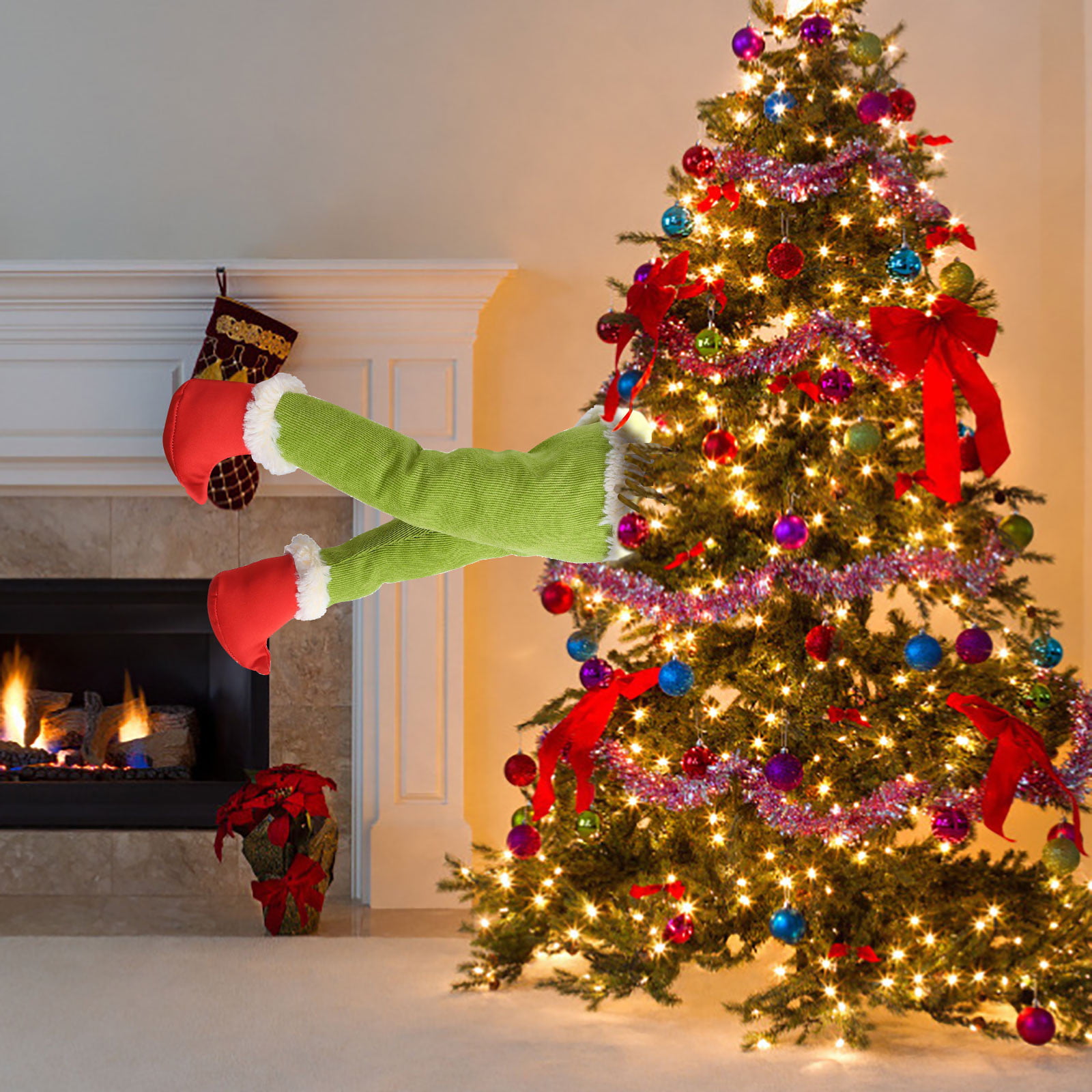 Christmas Decor 15.7 Plush Legs for Christmas Decorations Stuffed Legs for Christmas Tree Home Party Wreaths Decor A