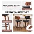 thumbnail image 6 of CRERIYO 360° Swivel Counter Height Bar Stools Set of 3, PU Leather Upholstered Bar Chairs with Bentwood Legs and Backrest for Kitchen Island, Black, 6 of 8