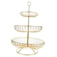 thumbnail image 4 of WRISTBIQUE Golden Metal Fruit Basket with 3 Tier Hollow Mesh Design for Fresh Fruit Storage, 4 of 8