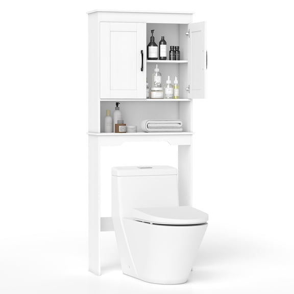 Giantex Bathroom Storage Rack Over The Toilet, Toilet Organizer with a Open Space, Space Saver Cabinet, Sturdy and Durable Bathroom Shelf, White