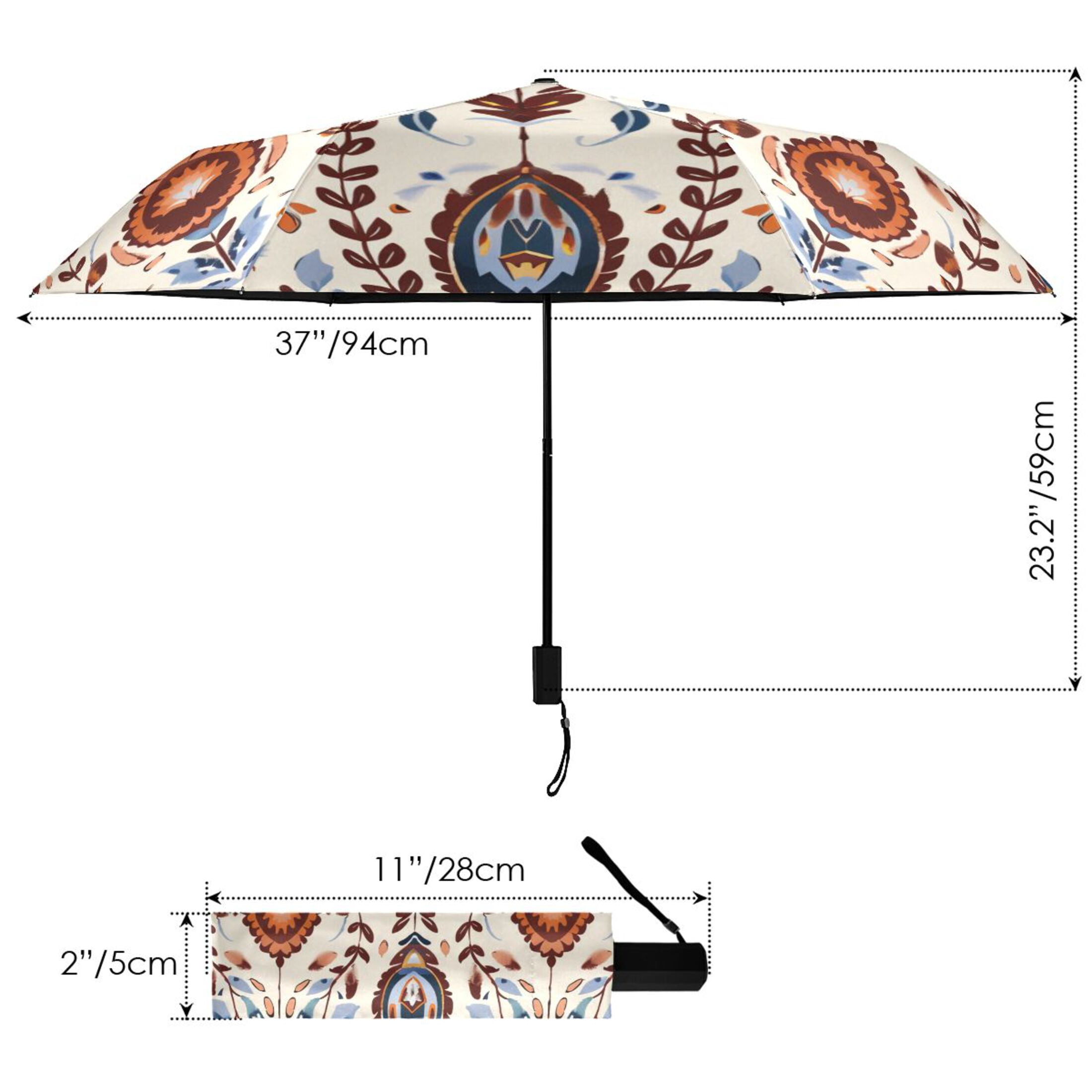 ALAZA Ethnic Boho Totem Pattern UPF 50+ Compact Folding Umbrella for Rain Travel Umbrella Packable