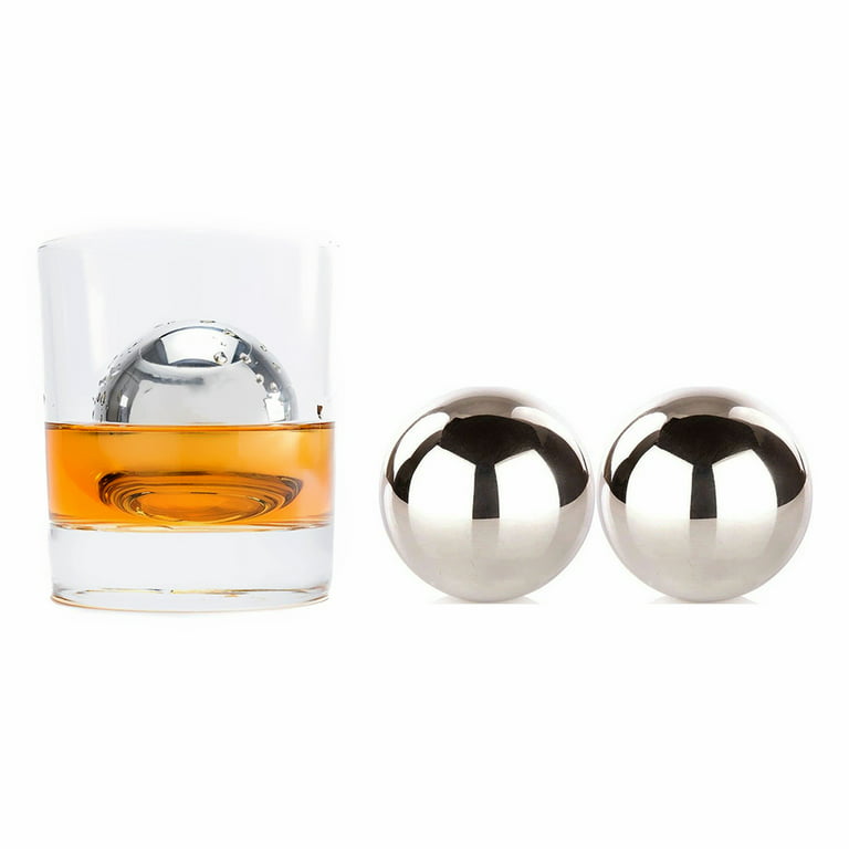 Whiskey Barware Set - 2 Old Fashion Tumbler Glasses with 2 Chilled Whisky  Ice Ball Molds