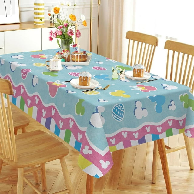 Easter Rectangle Tablecloth 60 x 104 Inch, Colorful Pastel Easter Eggs Decorative Table Cloth Dining Table Cover, Spring Dinner Party Picnic Decoration