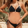 thumbnail image 2 of Celivon Maternity Low Waist Bikini Swimsuit 2 Piece Bathing Suits Halter Bra Tie Side Thong Swimwear, 2 of 2
