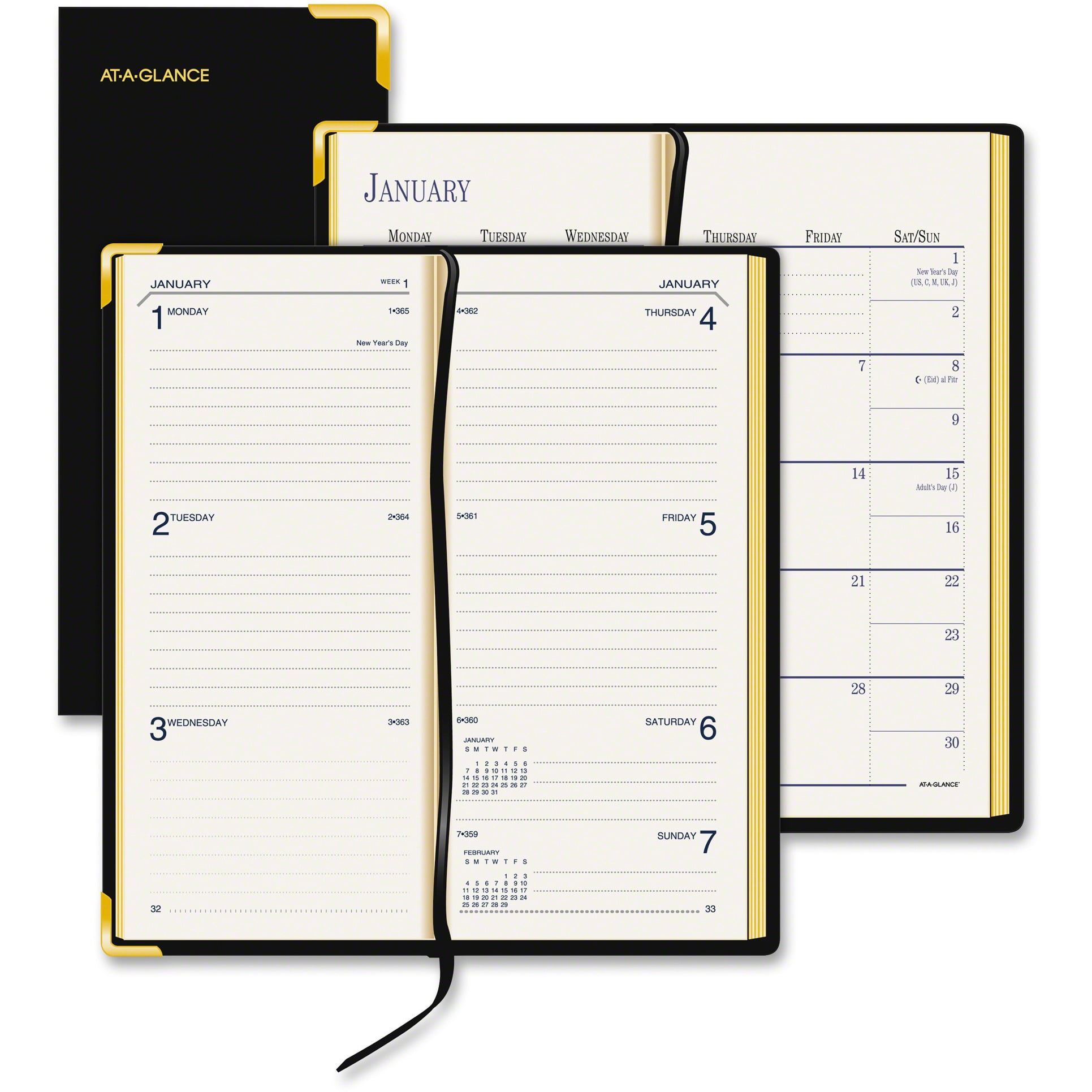 At a glance leather fine diary weekly monthly planner walmart 