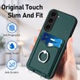 thumbnail image 4 of Allytechgroup Samsung Galaxy S23 Case with Cards Holder, Crossbody Shoulder Strap Ring Holder Kicsktand Bumper Shockproof Slim Fit Wallet Case Cover for Samsung Galaxy S23, Green, 4 of 6