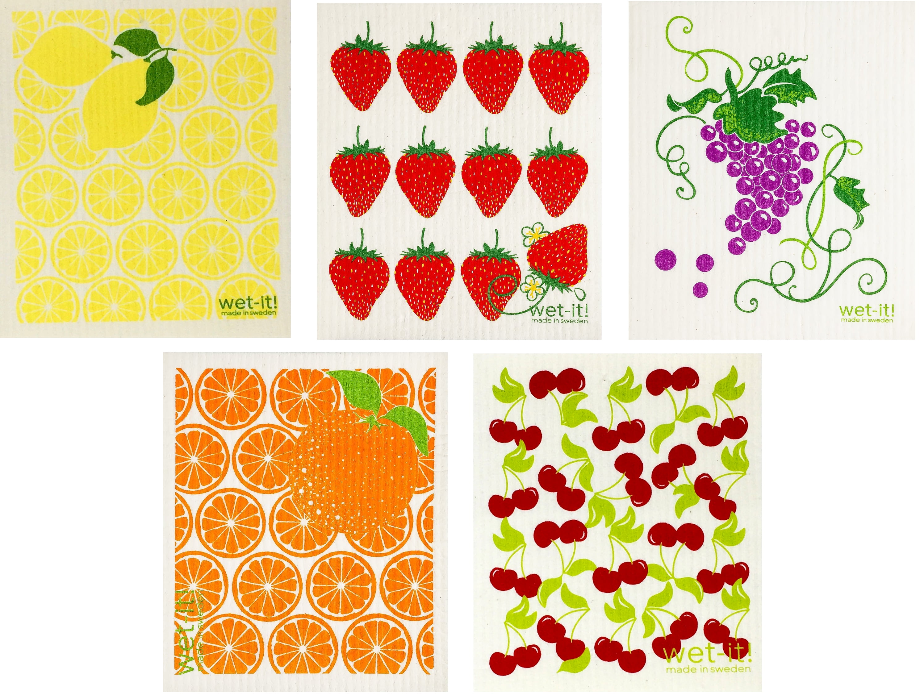 WetIt! Swedish Treasures Dishcloths & Cleaning Cloths 5Pack Set