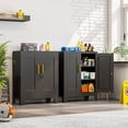 thumbnail image 2 of Metal Tool Storage Cabinet with Doors and Adjustable Shelves, Small Locking Garage Storage Cabinet, Black Steel Tool Cabinets with Leveling Feet for Garage, Basement, Office, Utility Room, 2 of 7