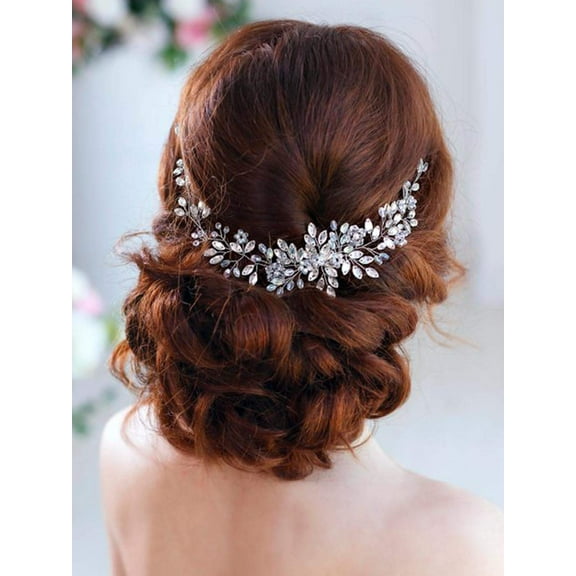 Crystal Bride Wedding Hair Vine Silver Rhinestone Bridal Hair Accessories Pearl Headpiece for Women and Girls