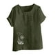 thumbnail image 4 of Vestidos Casuales Para Mujer, Blusas De Mujer De Moda Blusa informal de lino con botones y manga corta estampada para mujer, 4 of 4