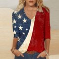 thumbnail image 7 of 4th of July Outfits for Women American Flag V Neck Shirt 3/4 Sleeve Casual Tops Usa 250th Anniversary Shirt Holiday Tunic Tops, 7 of 7