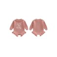 thumbnail image 2 of BemeyourBBs Baby Girl Sweater Romper Spring Fall Winter Clothes Letter Embroidery Round Neck Long Sleeve Ruffled Knit Jumpsuit, 2 of 9