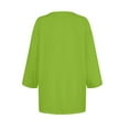 thumbnail image 4 of DENGDENG Womens Tops 3/4 Sleeve Polyester Casual Button Down T-Shirts Elbow Sleeve Summer Crew Neck Shirts Plus Size Three Quarter Length Tunic Tops Loose Business Blouses Green M, 4 of 5