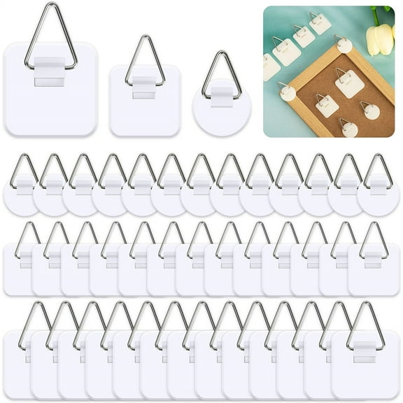 Duslogis 45 Pcs Picture Hanger Invisible Without Nails Adhesive Plate Hanging Hooks Vertical Plastic Display Holder for Home Wall Art Decorative Photo Frame Bathroom Closet Kitchen