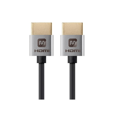 Monoprice Hdmi Cables - Monoprice Ultra Slim Series High Speed HDMI Cable, 4K @ 24Hz, 10.2Gbps, 36AWG, YUV 4:2:0, 1ft, Silver