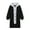 Black, variant on Women Winter Coat - Fake Two-piece Hooded Colorblock Long Sleeve Loose Knee Length Thick Plush Warm Drawstring Single-breasred Overcoat