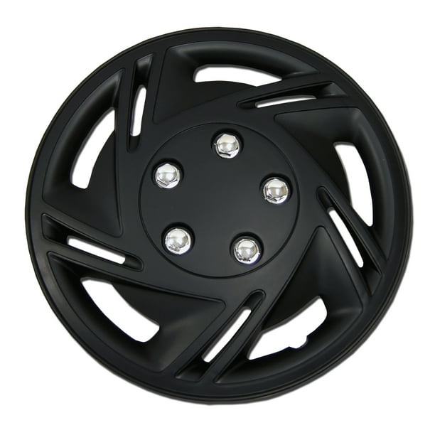 Set of 4 Matte Black Hubcaps 14" WSC602B14 Hub Caps Wheel Skin Cover 14 Inches 4 Pcs Set