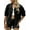 Black & Gray, variant on Women 3/4 Sleeve Short Denim Jacket Lapel Button Down Cropped Trucker Jean Jackets Coats Blue S