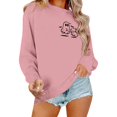 thumbnail image 3 of Halloween Sweatshirt for Women Cozy Autumn Sweatshirt Relaxed Fit Hoodless Pullover for Women Comfort Stylish Casual Wear Season Versatile Layer Pink XL, 3 of 5