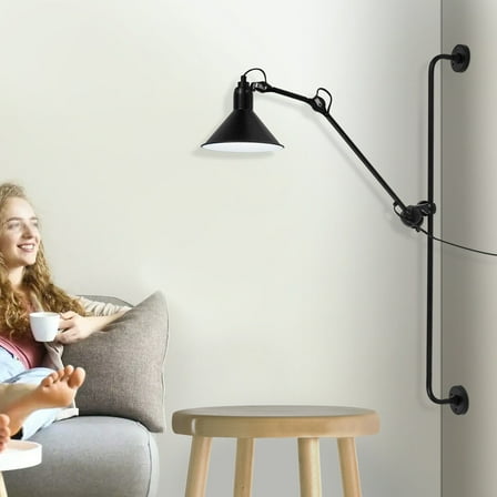 Wall-mounted Rotatable Design Swing Arm Wall Lamp, Black Wall Lighting for Bedroom, Bedside Lamp With A Lighting Area Of 32.3-86.1ft²